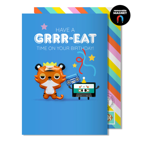 Have a GRRRR-EAT time on your Birthday | Tiger Magnet Card