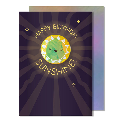 Happy Birthday Sunshine Card | Iridescent Sun Magnet
