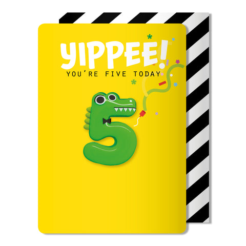Age 5 Crocodile Magnet Card