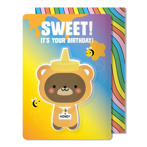 Honey Bear Birthday Card |  Puffy Sticker