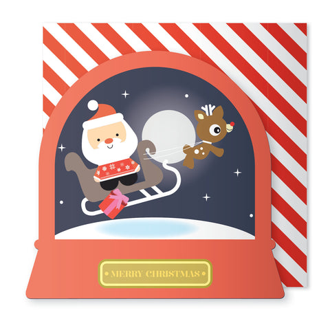Santa Xmas Snow Globe Card