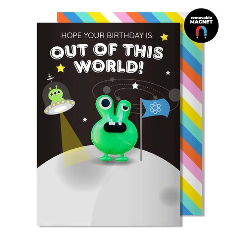 Alien Space Birthday Card | 3D Magnet Greeting Cards | Kid’s Birthday Cards