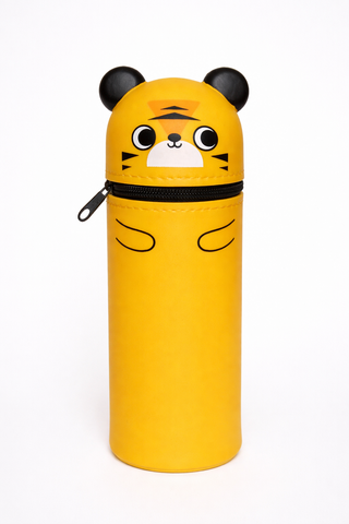 Fun Standing Silicone Pencil Case- Orange Tiger