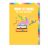 Book worm Birthday Card | WORM-est wishes on your birthday! | Worm Magnet