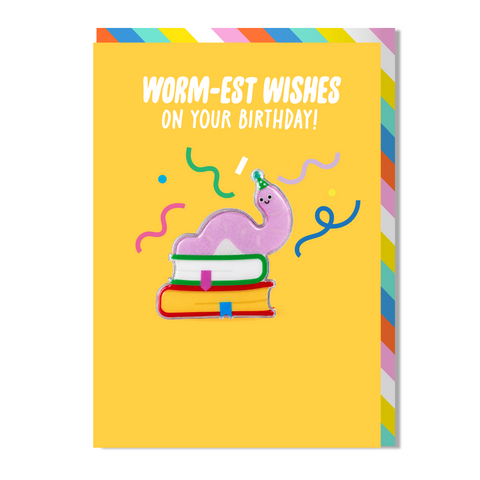 Book worm Birthday Card | WORM-est wishes on your birthday! | Worm Magnet