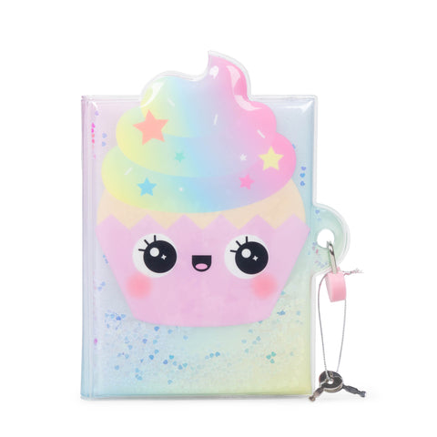 Rainbow Cupcake Glitter Lockable Diary | Kids Stationery