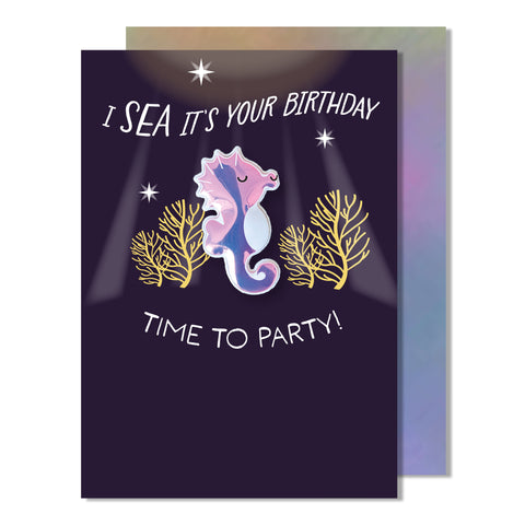 Seahorse birthday magnet card