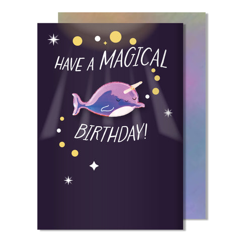 Narwhal birthday magnet card