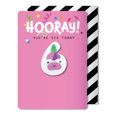 Numerology- Age 6 Unicorn Magnet Birthday Card
