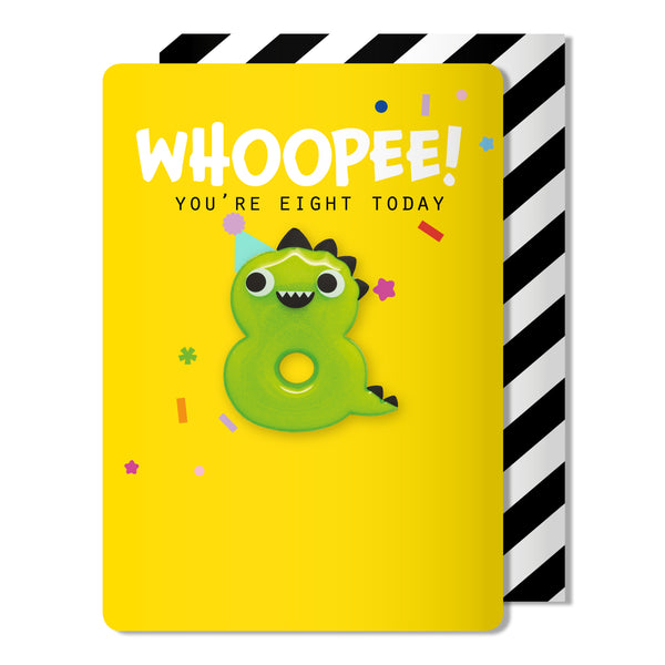 Age 8 Dino Magnet Kids Birthday Card