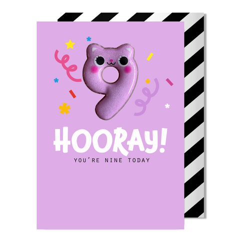 9th Birthday Card |  Age 9 Cat Magnet | Numerology