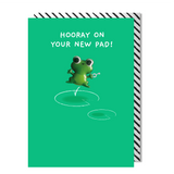 New Home Card- Hooray on your new pad | frog magnet