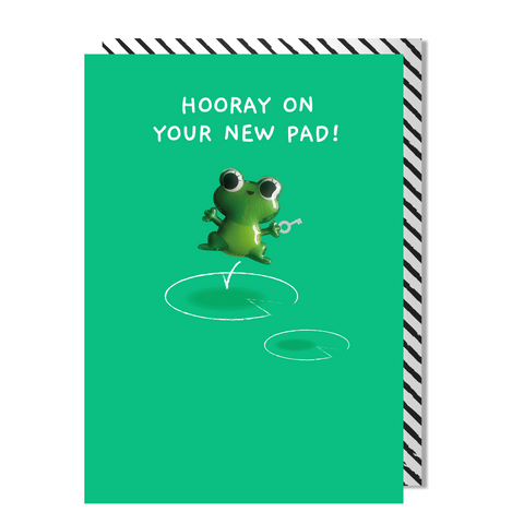 New Home Card- Hooray on your new pad | frog magnet