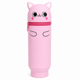 Cute Standing Silicone Pencil Case- Pink Cat