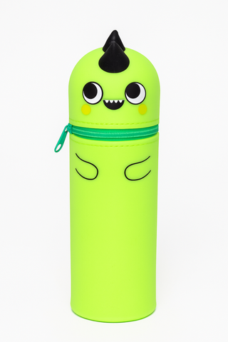 Fun Standing Silicone Pencil Case- Green Dino