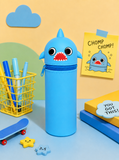 Fun Standing Silicone Pencil Case- Blue shark