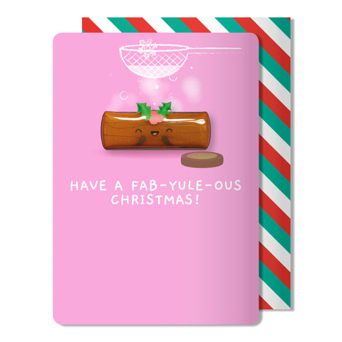 Christmas Yule log Magnet Card