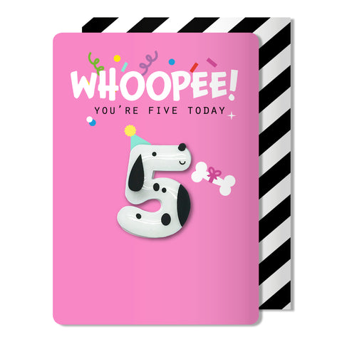 Cute Age 5 Dalmatian Dog Birthday Card | Magnet