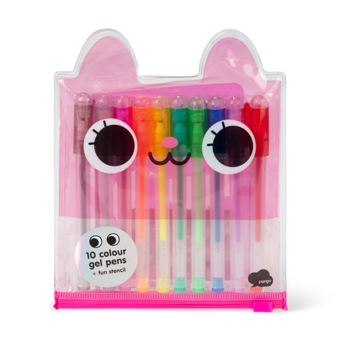 Pink Cat Gel Pen Set x10 pens | Kids Stationery