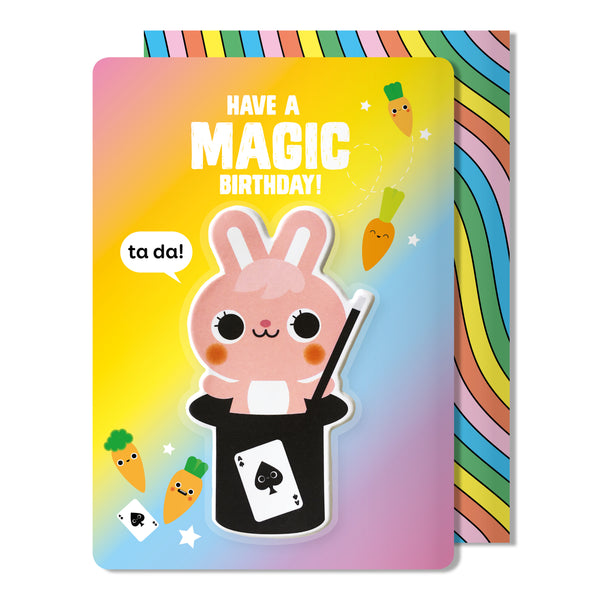 Rabbit Puffy Sticker Birthday Card