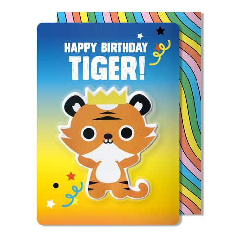 Tiger Puffy Sticker Birthday Card