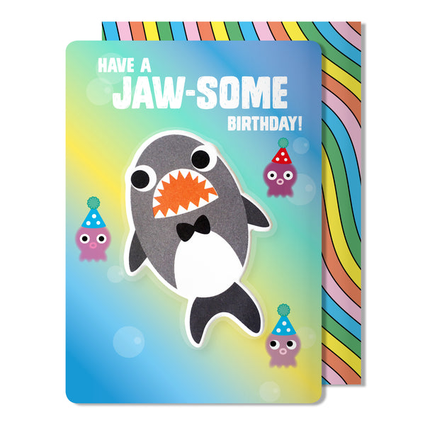 Shark Puffy Sticker Birthday Card