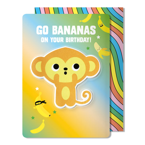 Monkey Puffy Sticker Birthday Card