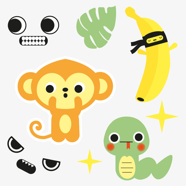 Monkey card | with temporary tattoos