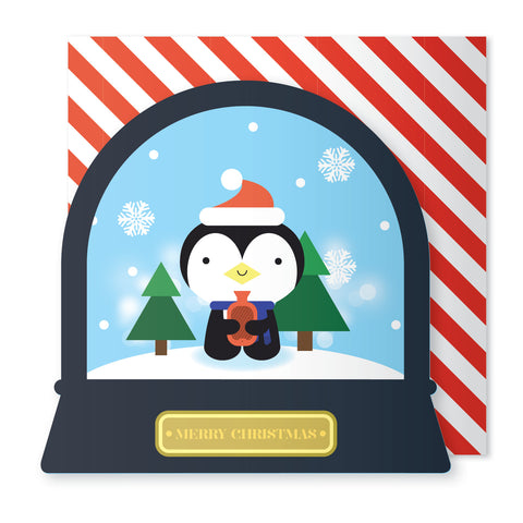 Penguin Xmas Snow Globe Card