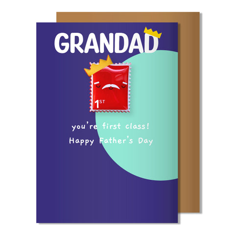 Father's Day 1st class Grandad Card | Stamp Magnet